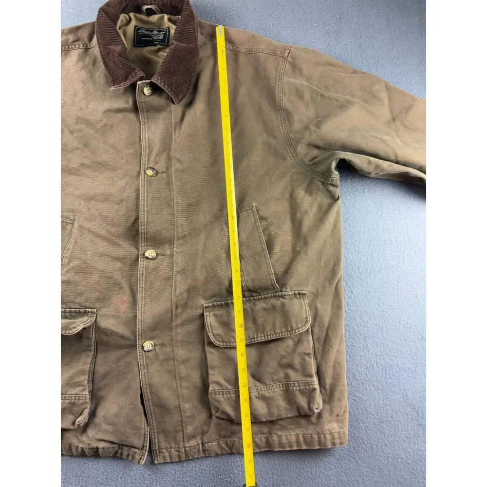 Eddie Bauer Jacket Mens XXL Brown Corduroy Collar Canvas Barn Field Coat Vintage